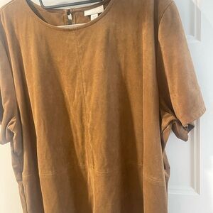 Brown Suede Short Sleeve Top
